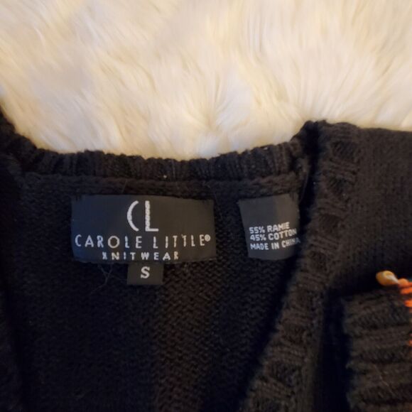 Carole Little Aztec Beads Sweater Sz S Cottagecore Grandma Core Y2K Ramie Cotton - Picture 2 of 9